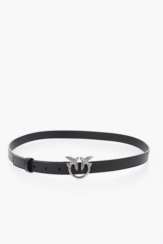 Slim Leather Belt with Silver-Effect Buckle 20mm