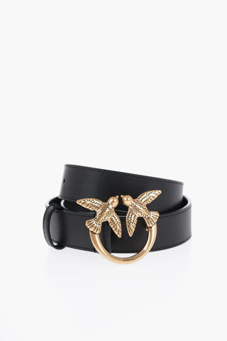 Leather Belt with Golden-Buckle 30mm