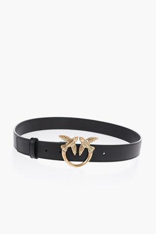 Leather Belt with Golden-Buckle 30mm