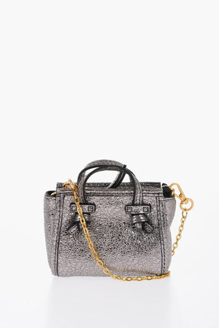 MARCELLA CLUB Cracked Effect Metallic Leather Mini Bag with Removable Shoulder Strap
