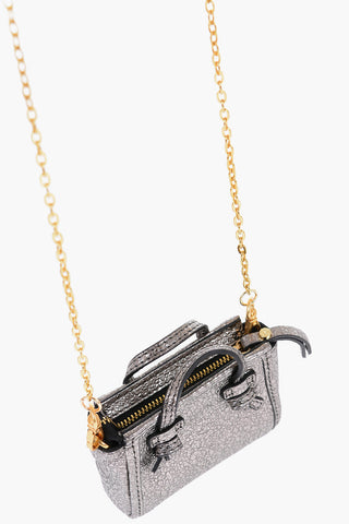 MARCELLA CLUB Cracked Effect Metallic Leather Mini Bag with Removable Shoulder Strap