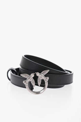 Slim Leather Belt with Silver-Effect Buckle 20mm