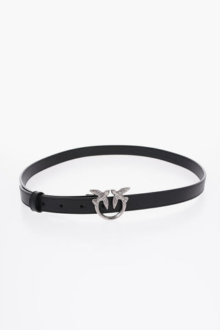 Slim Leather Belt with Silver-Effect Buckle 20mm