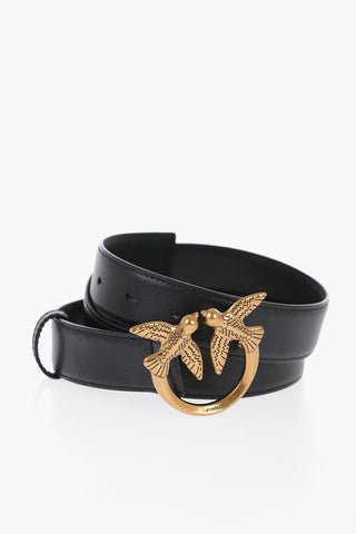 Leather Belt with Golden-Buckle 30mm