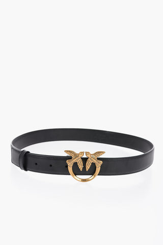 Leather Belt with Golden-Buckle 30mm