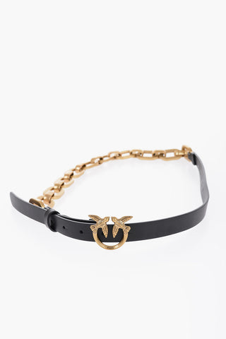 Chain Detail Leather Belt 20mm