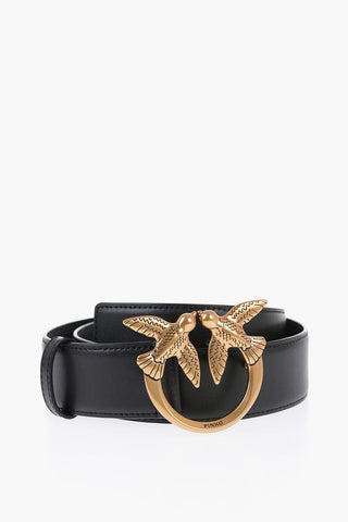 Leather Belt with Golden-Buckle 40mm