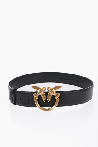 Leather Belt with Golden-Buckle 40mm