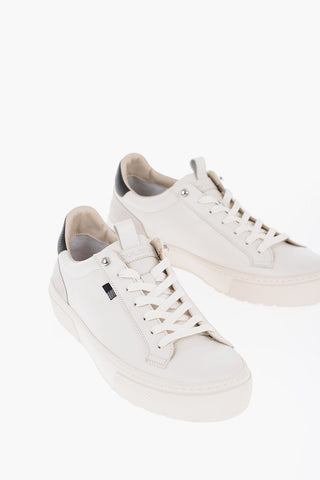 Leather Low Top Sneakers with Contrasting Details