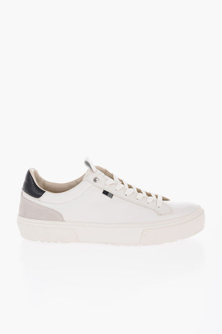 Leather Low Top Sneakers with Contrasting Details