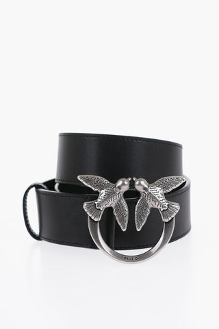 Leather Belt with Silver Effect Buckle 40mm