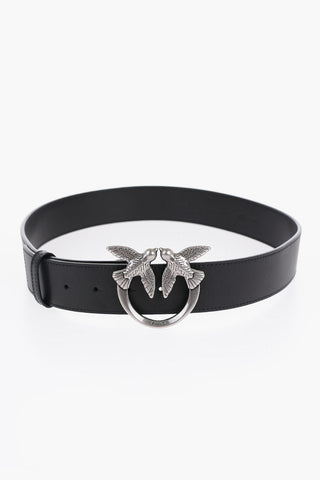 Leather Belt with Silver Effect Buckle 40mm