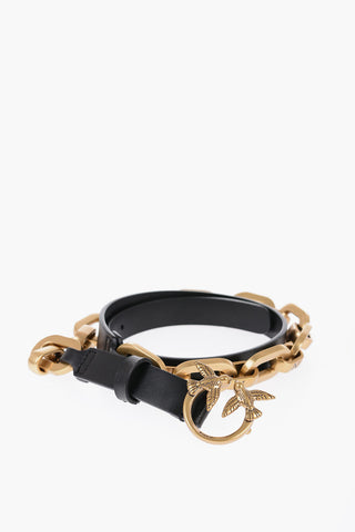 Chain Detail Leather Belt 20mm