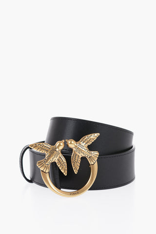 Leather Belt with Golden-Buckle 40mm