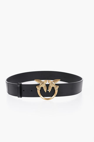 Leather Belt with Golden-Buckle 40mm
