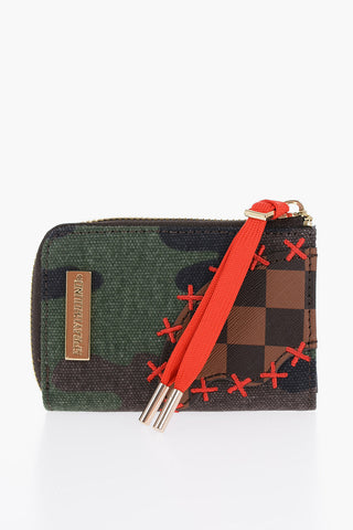 LIMITED EDITION Camouflage Motif Coin Purse with Checked Detail