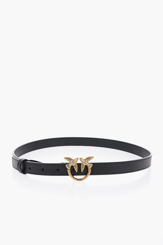 Slim Leather Belt with Golden-Buckle 20mm