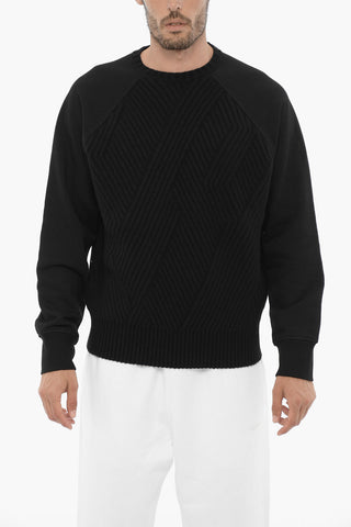 Solid Color Double Fabric Crew-neck Sweater