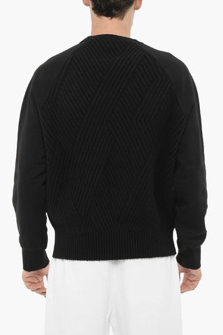 Solid Color Double Fabric Crew-neck Sweater