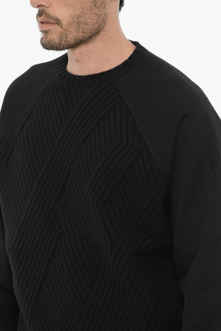 Solid Color Double Fabric Crew-neck Sweater