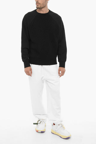 Solid Color Double Fabric Crew-neck Sweater