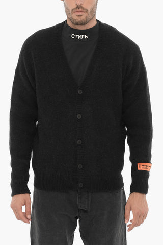 Cardigan in Tinta Unita con Logo a Contrasto