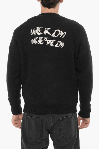 Cardigan in Tinta Unita con Logo a Contrasto