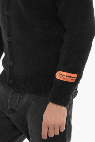 Cardigan in Tinta Unita con Logo a Contrasto