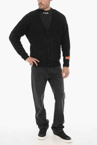 Cardigan in Tinta Unita con Logo a Contrasto