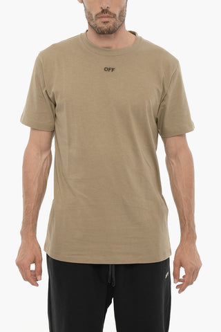 Slim-Fit Rundhals-T-Shirt mit gesticktem Logo