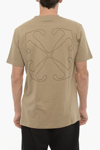 Slim-Fit Rundhals-T-Shirt mit gesticktem Logo