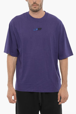 Baumwoll-Rundhals-T-Shirt mit Logostickerei