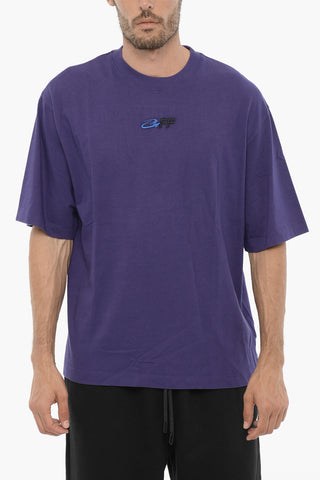 Baumwoll-Rundhals-T-Shirt mit Logostickerei