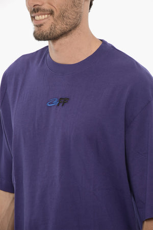 Baumwoll-Rundhals-T-Shirt mit Logostickerei