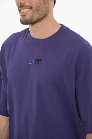 Baumwoll-Rundhals-T-Shirt mit Logostickerei