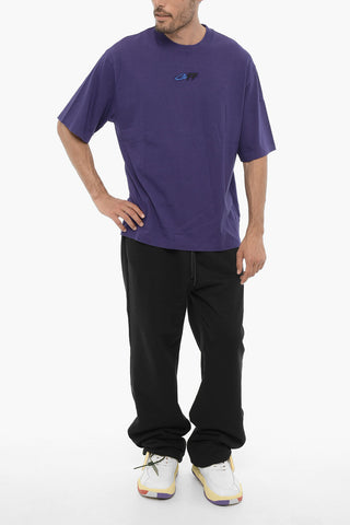 Baumwoll-Rundhals-T-Shirt mit Logostickerei