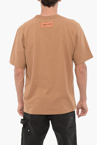 Solid Color Crew-neck T-Shirt with Contrasting Print