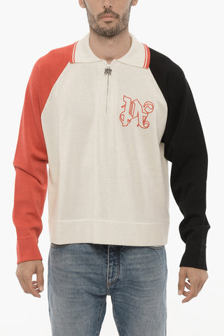 Maglia A Mezza Zip in Lana con Collo a Polo