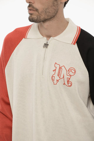 Maglia A Mezza Zip in Lana con Collo a Polo