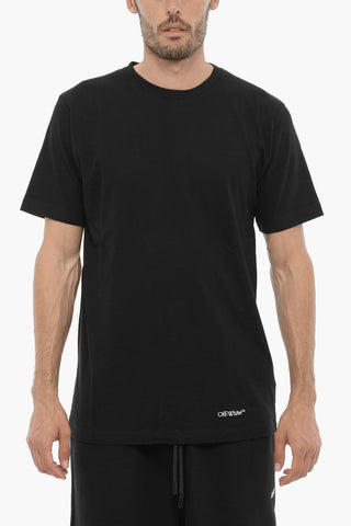 Solid Color Crew-neck T-shirt with Embroidery Back