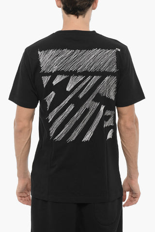 Solid Color Crew-neck T-shirt with Embroidery Back
