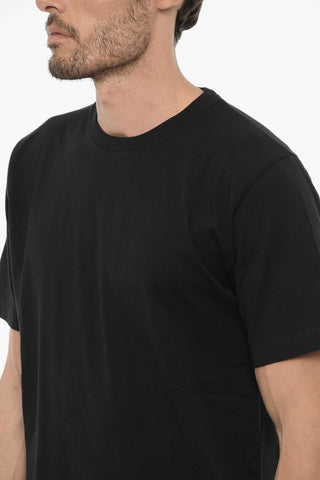 Solid Color Crew-neck T-shirt with Embroidery Back