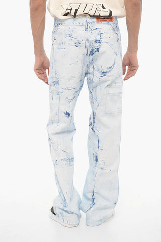 Regular Waist Bleached Effect Jeans 25cm