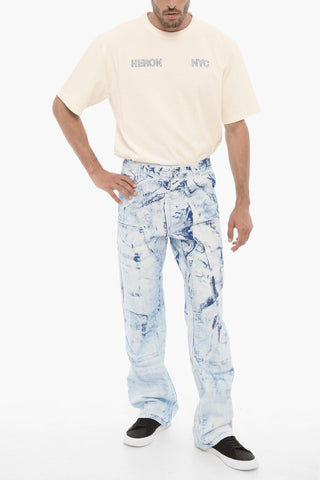 Regular Waist Bleached Effect Jeans 25cm