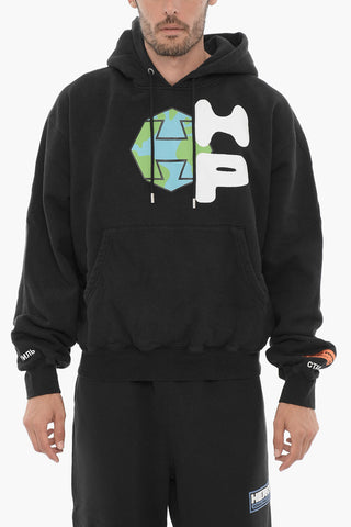 Felpa Hoodie SPRAY GLOBE in Cotone Garzato
