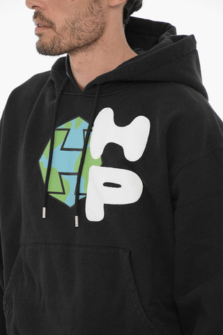 Felpa Hoodie SPRAY GLOBE in Cotone Garzato