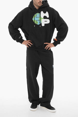Felpa Hoodie SPRAY GLOBE in Cotone Garzato