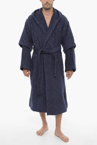 Bathrobe With All-Over Logo And Belt