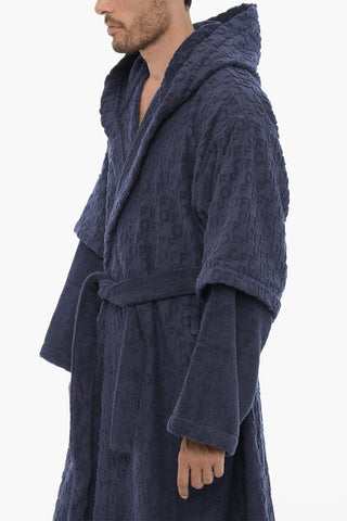 Bathrobe With All-Over Logo And Belt