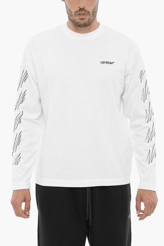 Long Sleeved Crew-neck T-Shirt with Contrasting Embroideries